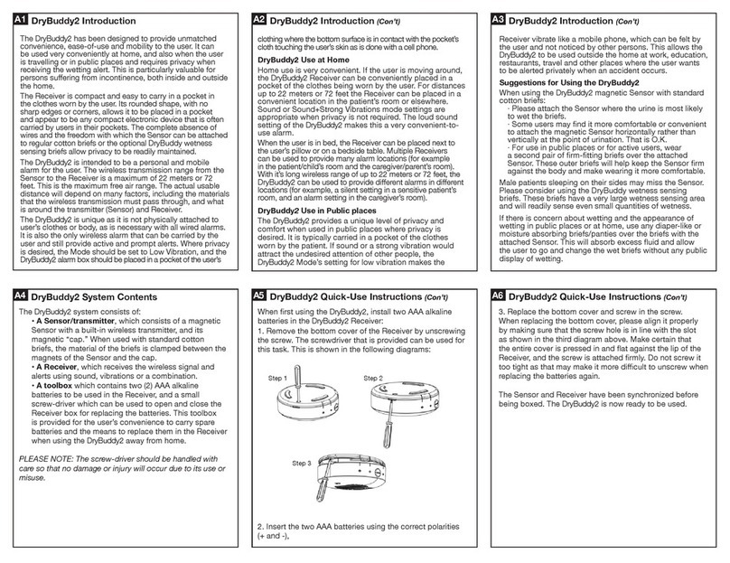 Enuresis Solutions DryBuddy2 Operating manual