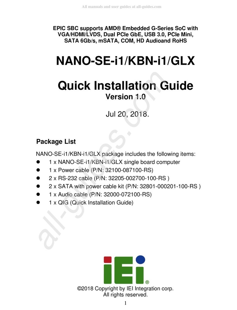 IEI Technology NANO-KBN-i1 Quick installation guide
