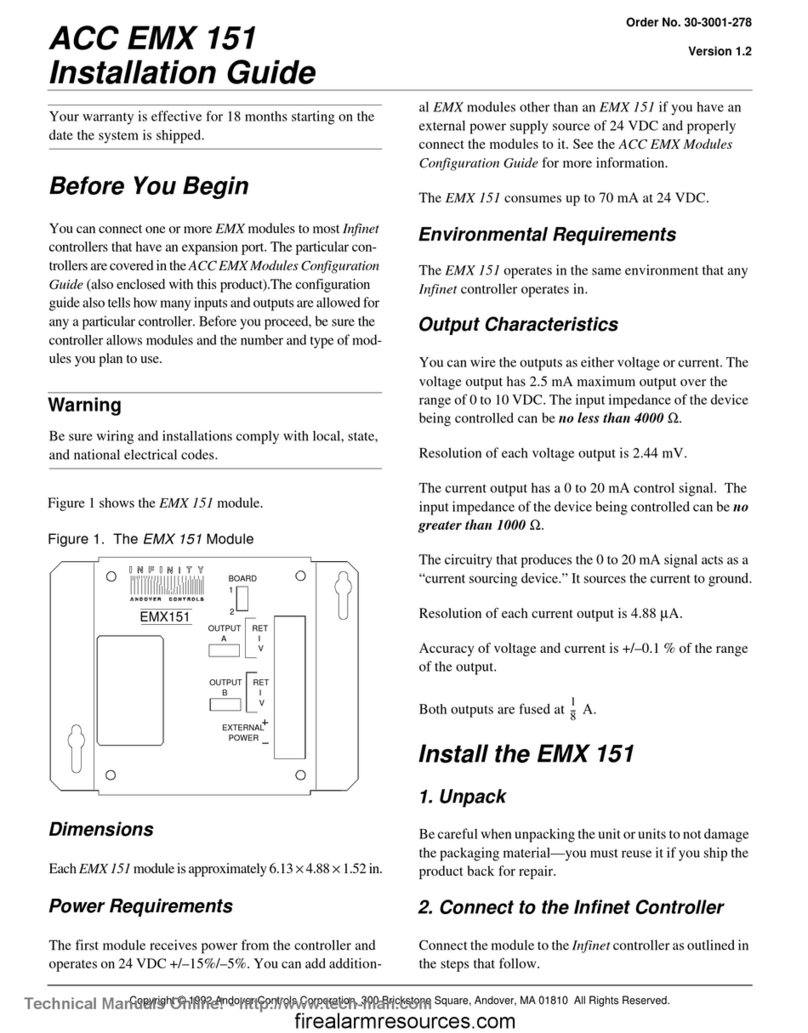 Andover Controls Infinity ACC EMX 151 installation guide