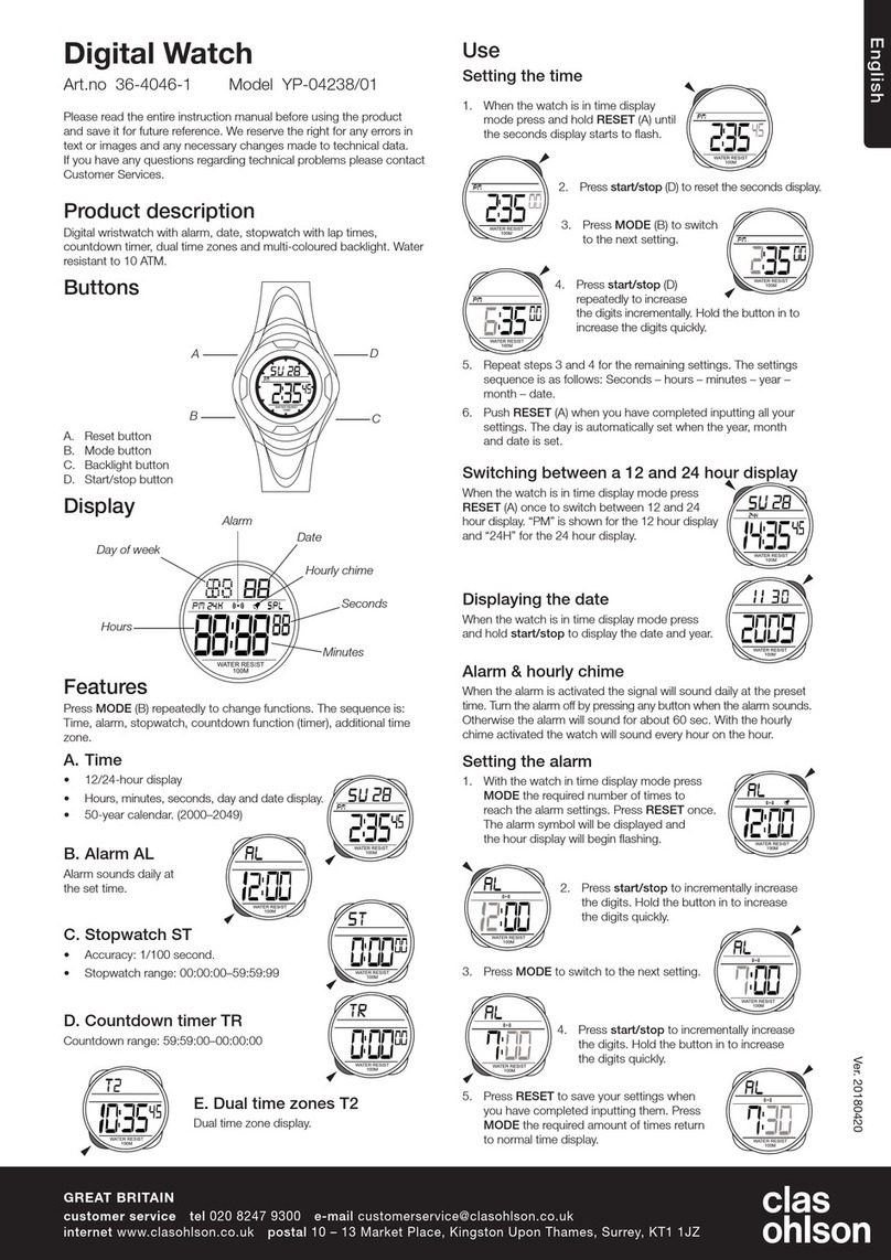 Clas Ohlson YP-04238/01 quick start guide