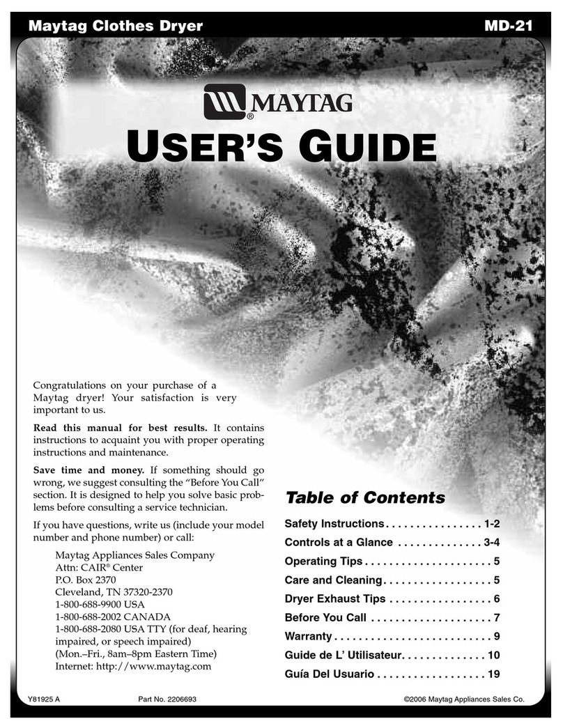 Maytag MDG3600BWQ User manual Maytag MDG3600BWQ User manual