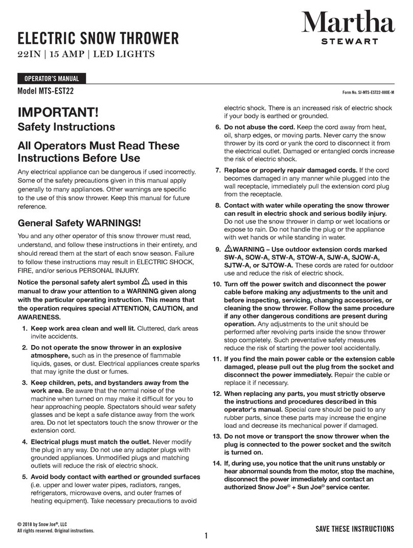 SNOWJOE Martha Stewart MTS-EST22 User manual