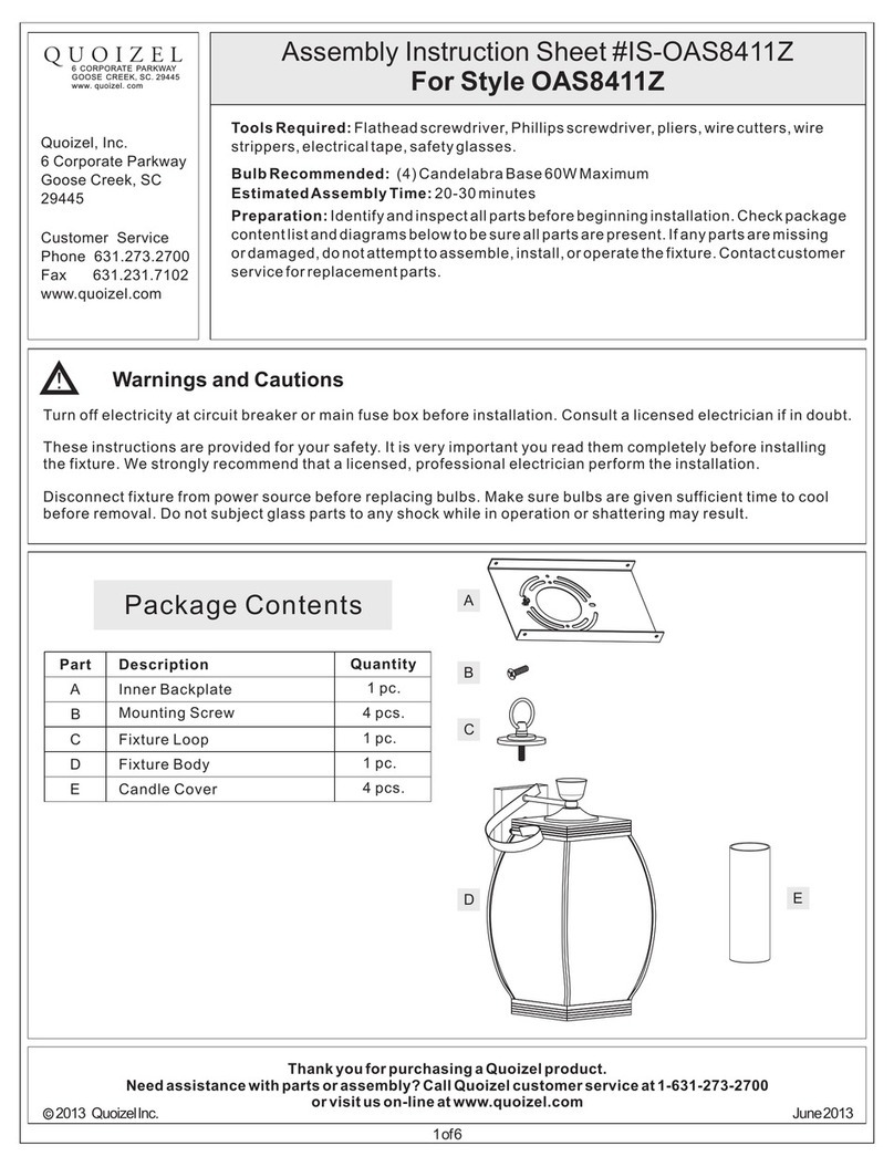 Quoizel Style OAS8411Z Mounting instructions