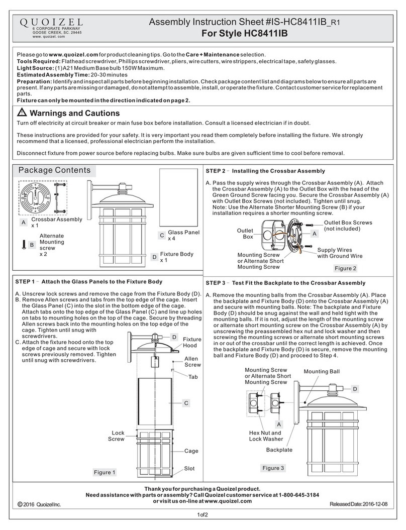 Quoizel HC8411IB Assembly instruction sheet Quoizel HC8411IB Assembly instruction sheet