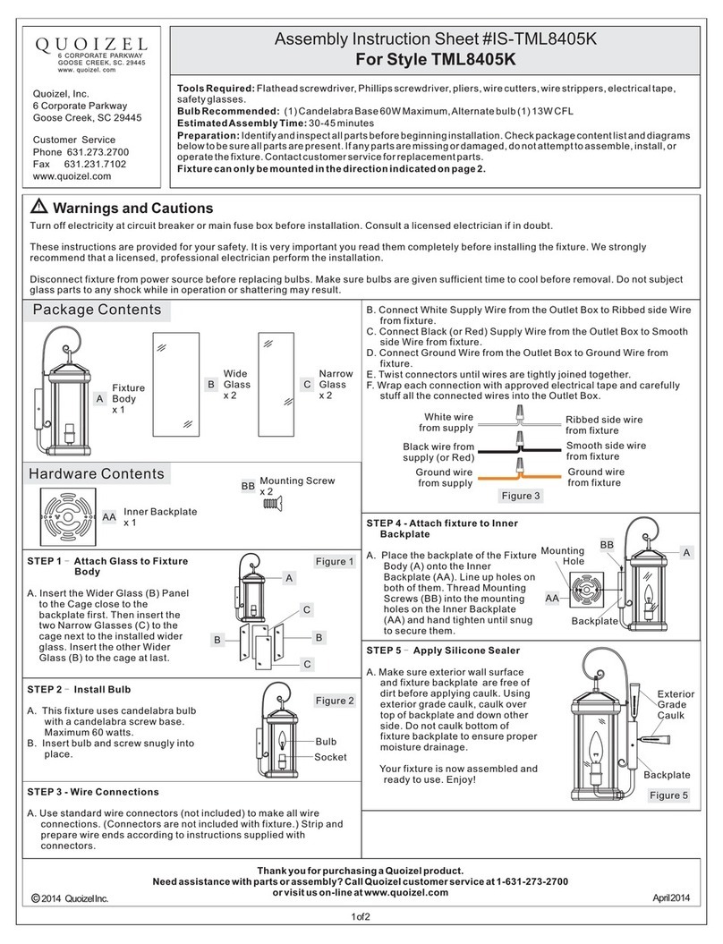 Quoizel TML8405K Mounting instructions