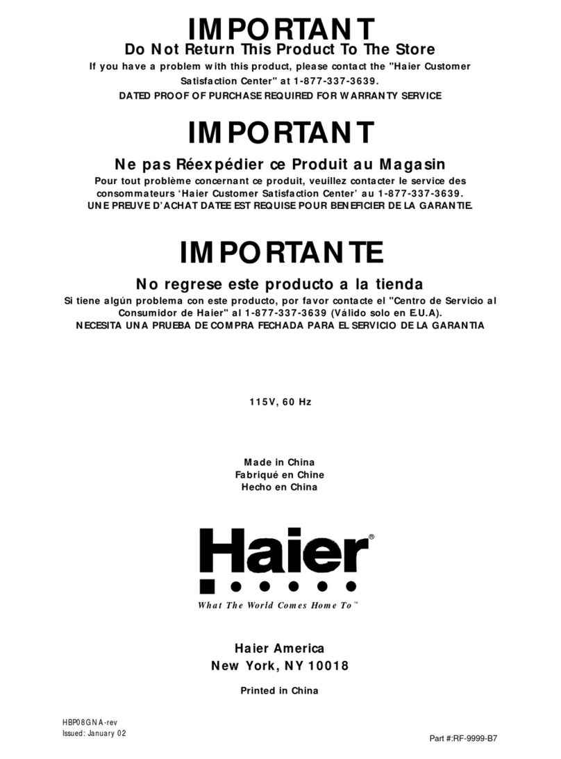 Haier HBP08GNAWW User manual