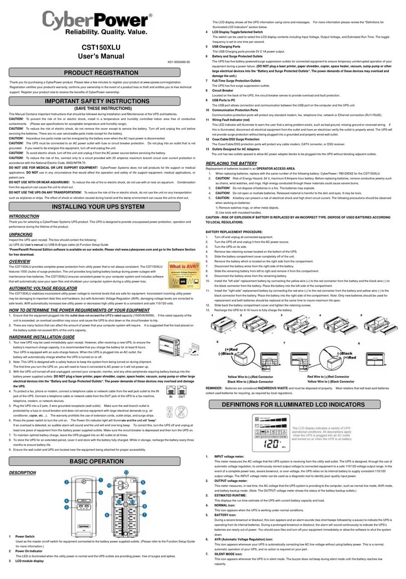CyberPower CST150XLU User manual