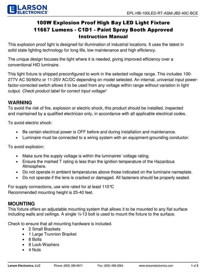 Larson Electronics EPL-HB-100LED-RT-ASM-JB2-40C-BCE instruction manual
