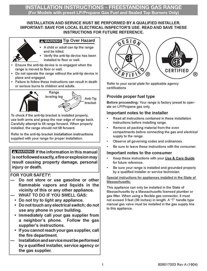 Frigidaire FCRL3052ASB User manual