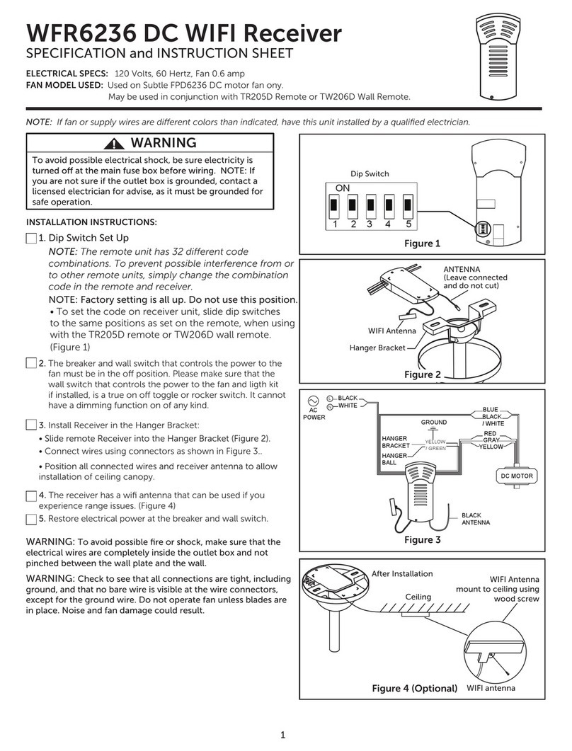 Fanimation WFR6236 SPECIFICATION AND INSTRUCTION SHEET Fanimation WFR6236 SPECIFICATION AND INSTRUCTION SHEET