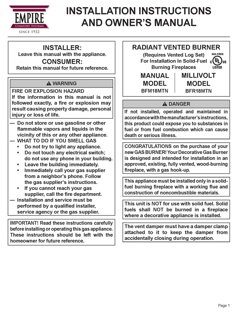 Empire Comfort Systems BFM18MTN Installation instructions and owner's manual