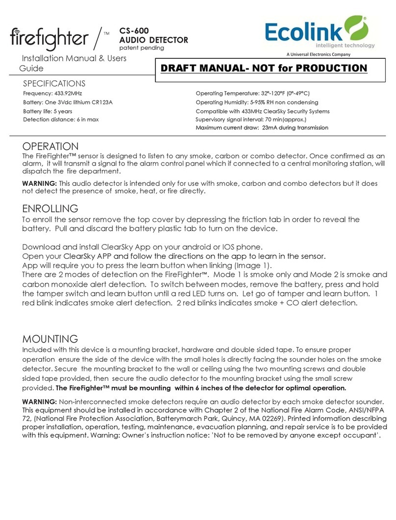 Ecolink Firefighter CS-600 Installation manual & users guide Ecolink Firefighter CS-600 Installation manual & users guide