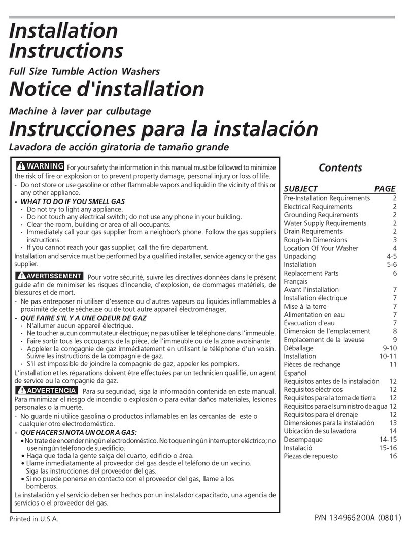 Frigidaire LTF2940FS1 User manual