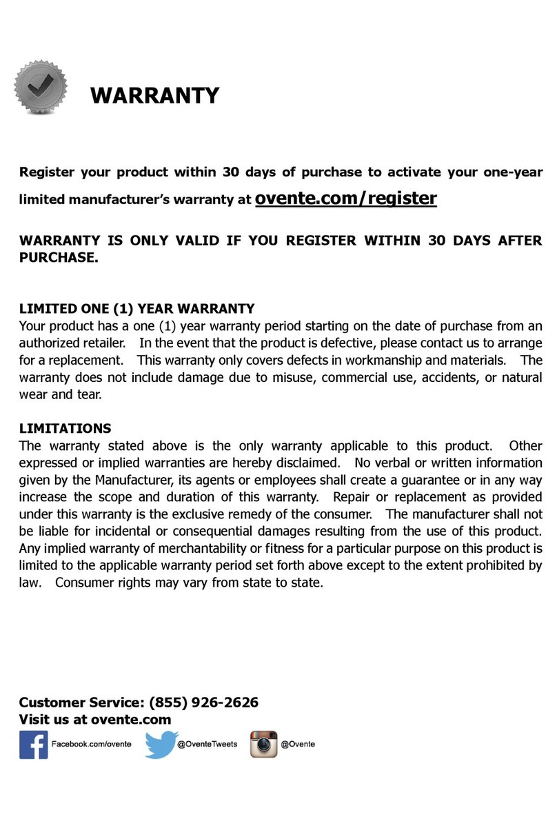 Ovente KG66S Series User manual