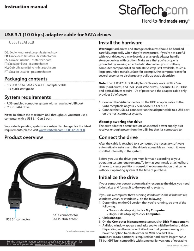 StarTech.com 8STUSB312SAT3CB User manual StarTech.com 8STUSB312SAT3CB User manual