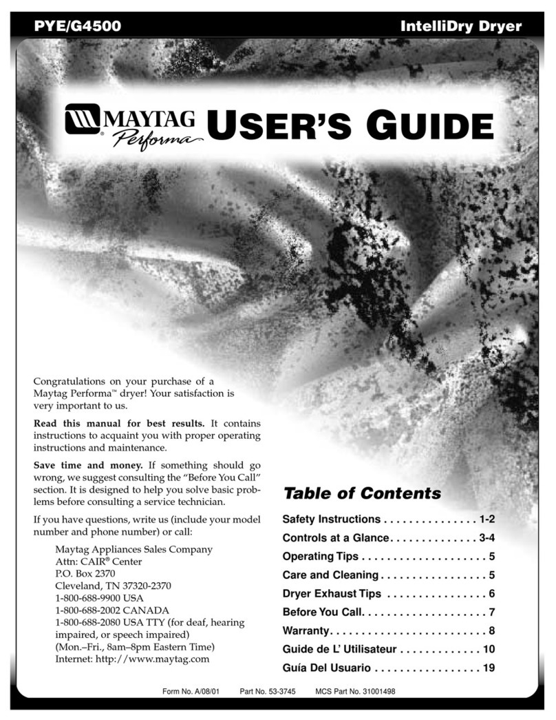 Maytag Performa IntelliDry PYE4500AYW User manual