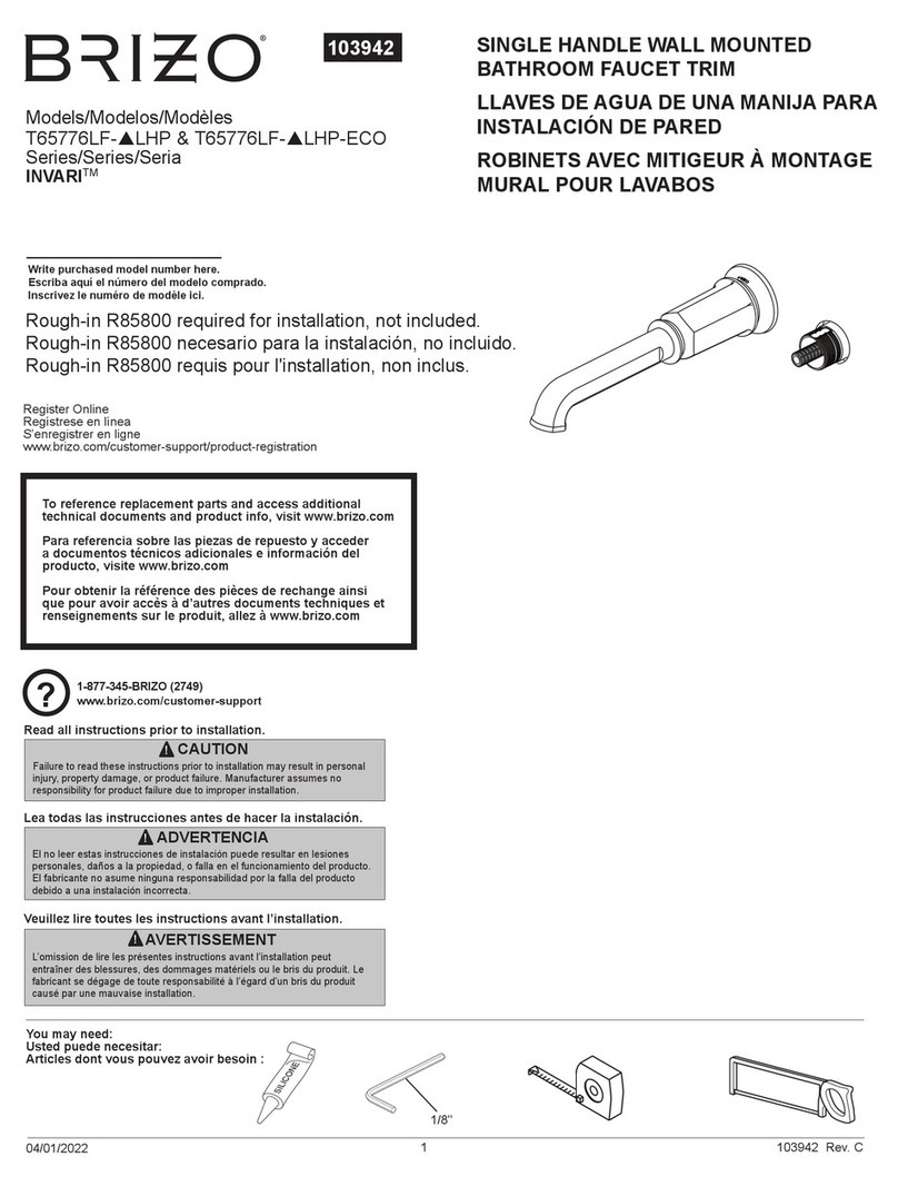 Brizo INVAR T65776LF-PLHP Series User manual