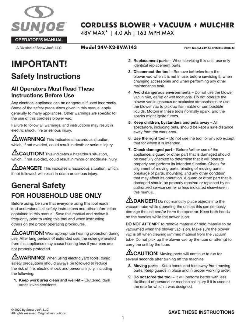 SNOWJOE SUNJOE 24V-X2-BVM143 User manual