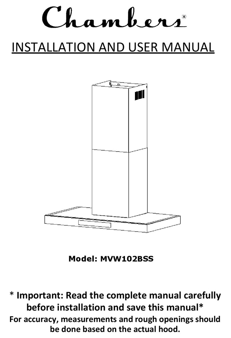 Chambers MVW102BSS Installation and user manual