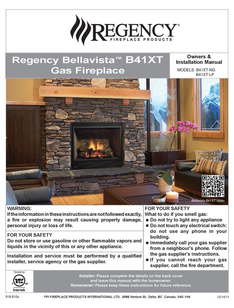 Regency Fireplace Products Bellavista B41XT Owners & installation manual