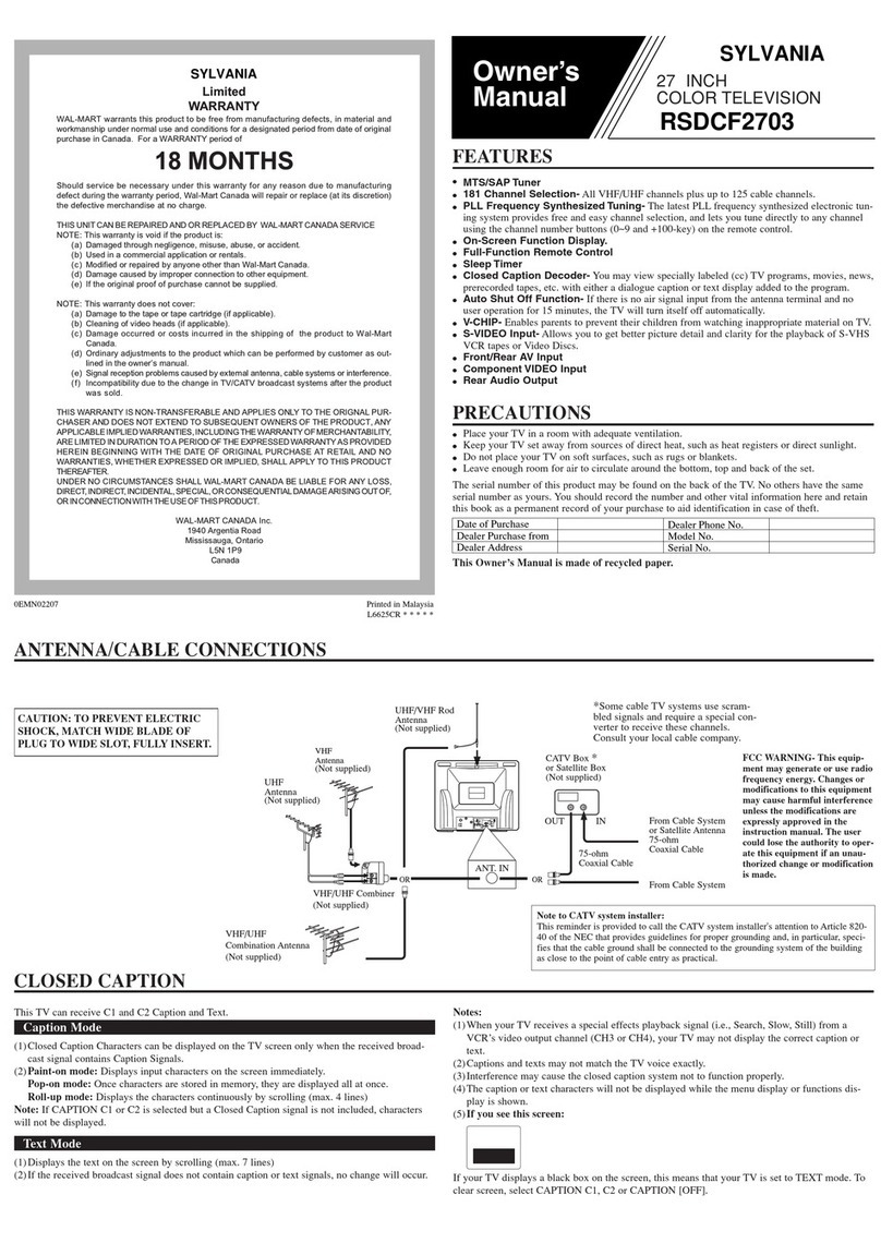 Sylvania RSDCF2703 User manual