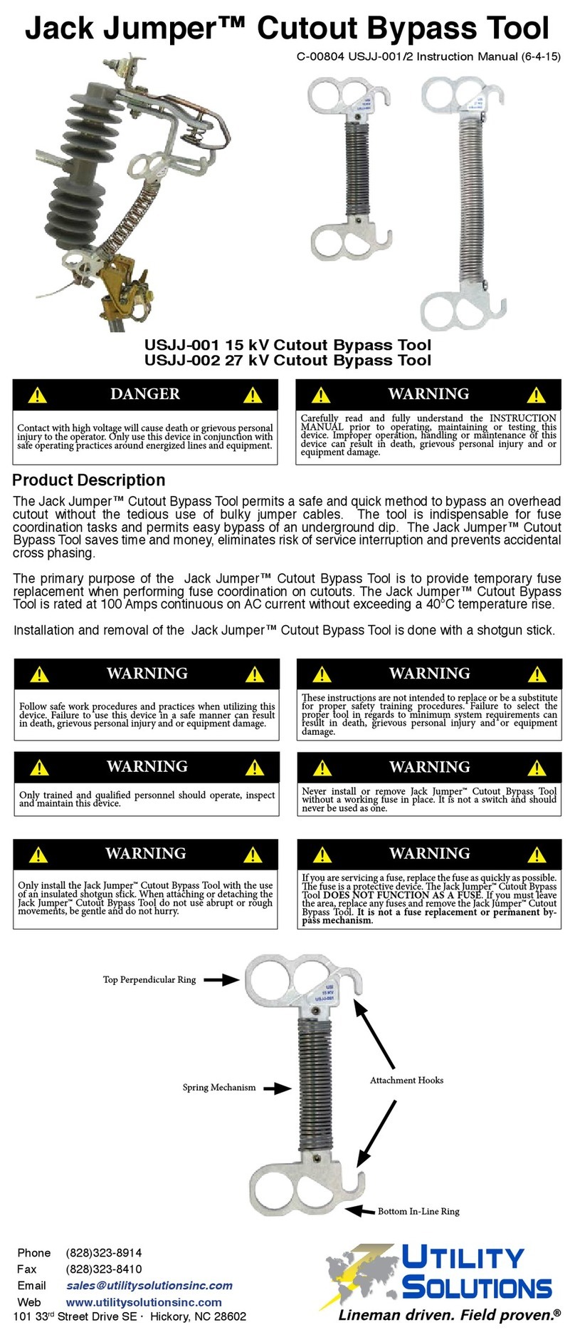 Utility Solutions Jack Jumper USJJ-002 instruction manual