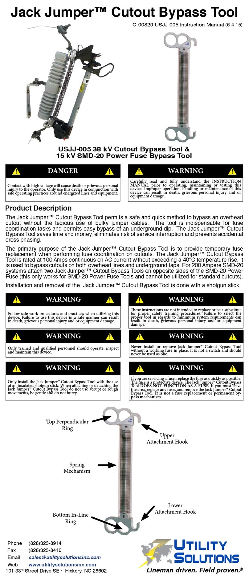 Utility Solutions Jack Jumper USJJ-005 User manual