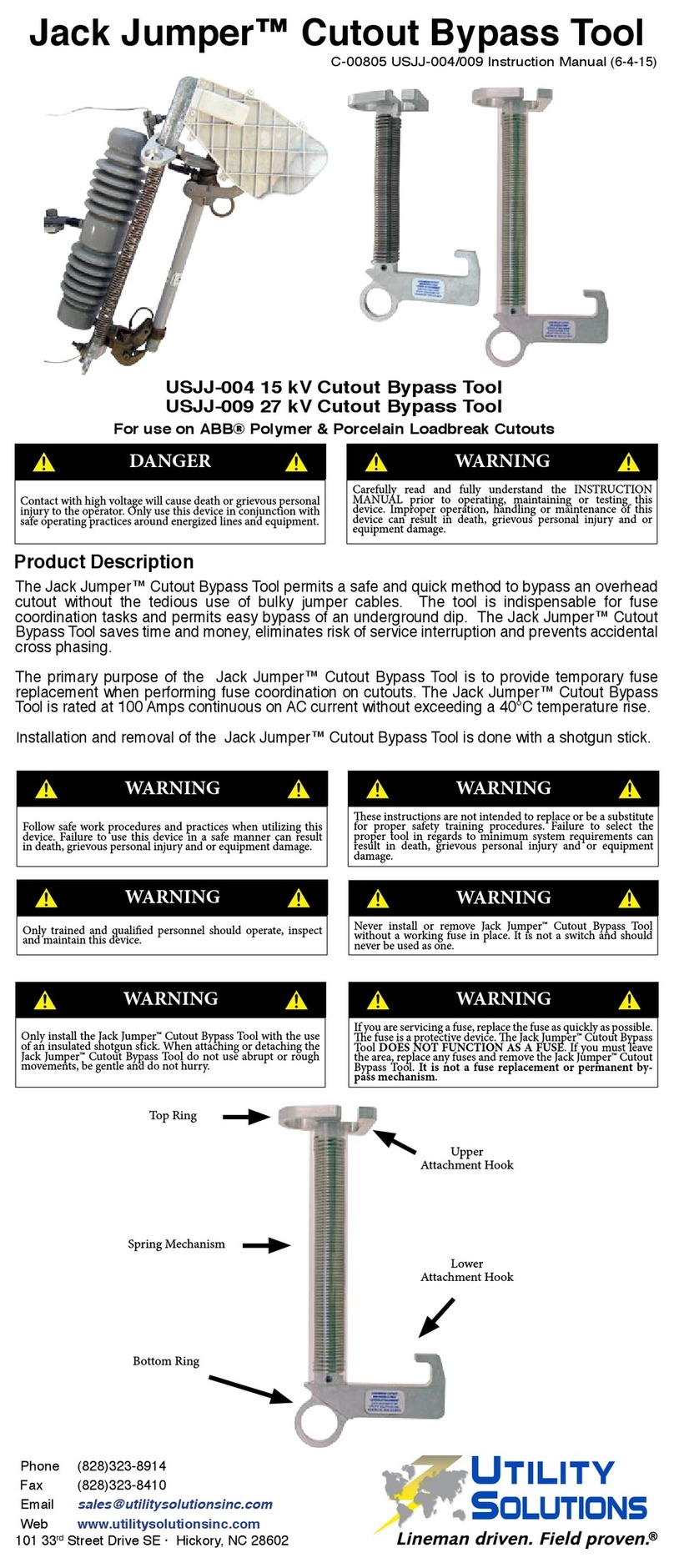 Utility Solutions Jack Jumper USJJ-004 instruction manual