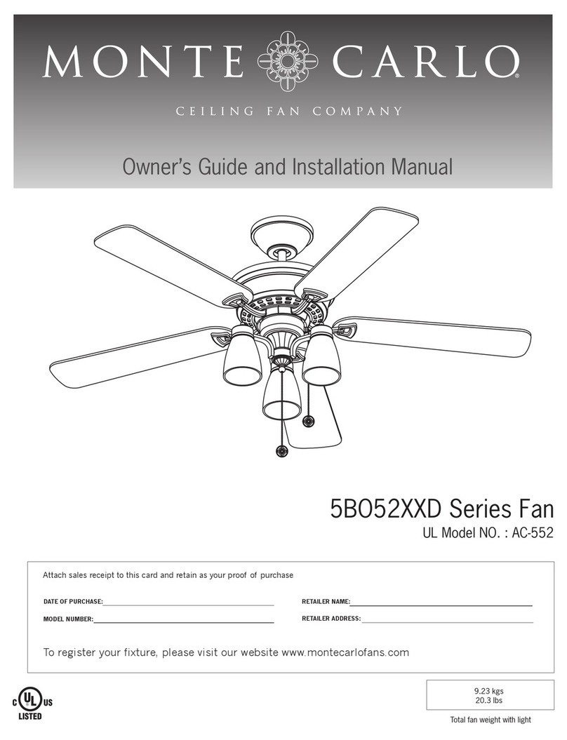 Monte Carlo Fan Company Bravo 5BO52 D Series Owner's guide and installation manual