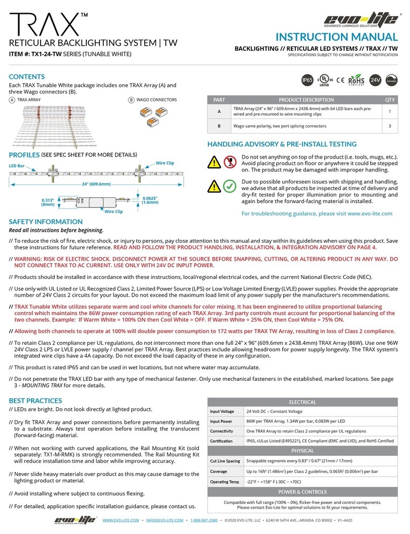 Evo-lite TRAX TX1-24-TW Series User manual