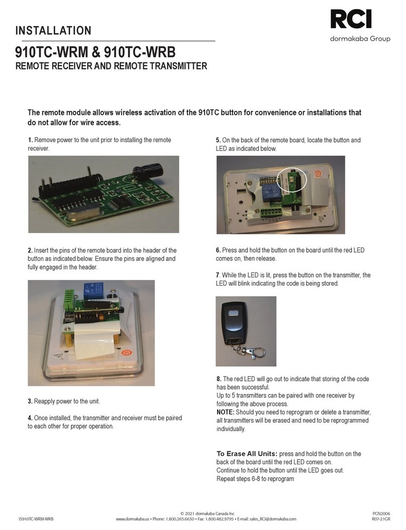 Dormakaba RCI 910TC installation manual
