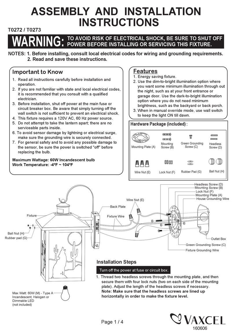 Quoizel T0272 Assembly and installation instructions