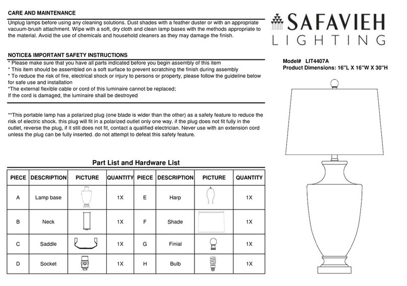 Safavieh LIT4407A Maintenance manual Safavieh LIT4407A Maintenance manual