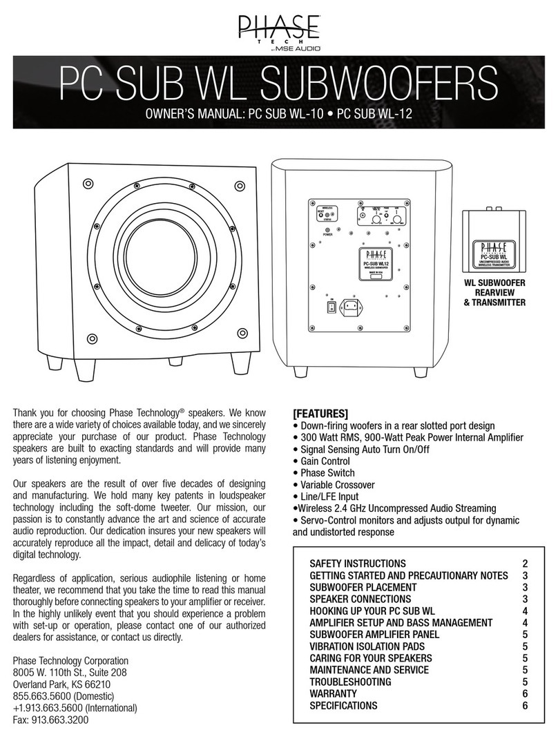 MSE Audio Phase Tech PC SUB WL-10 owner's manual