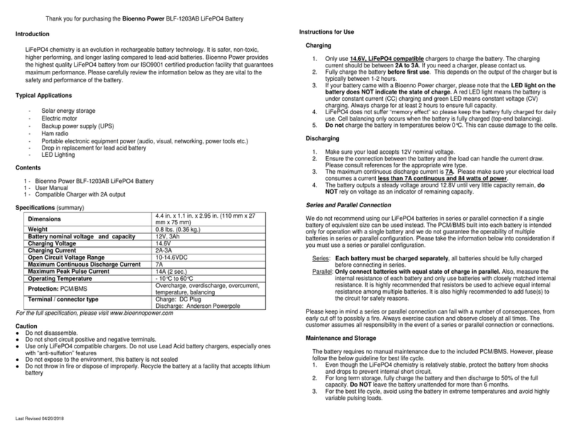 Bioenno Power BLF-1203AB User manual