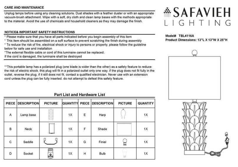 Safavieh TBL4116A Maintenance manual