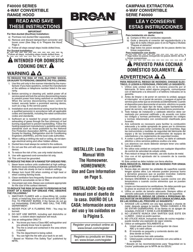 Broan F404222 User manual