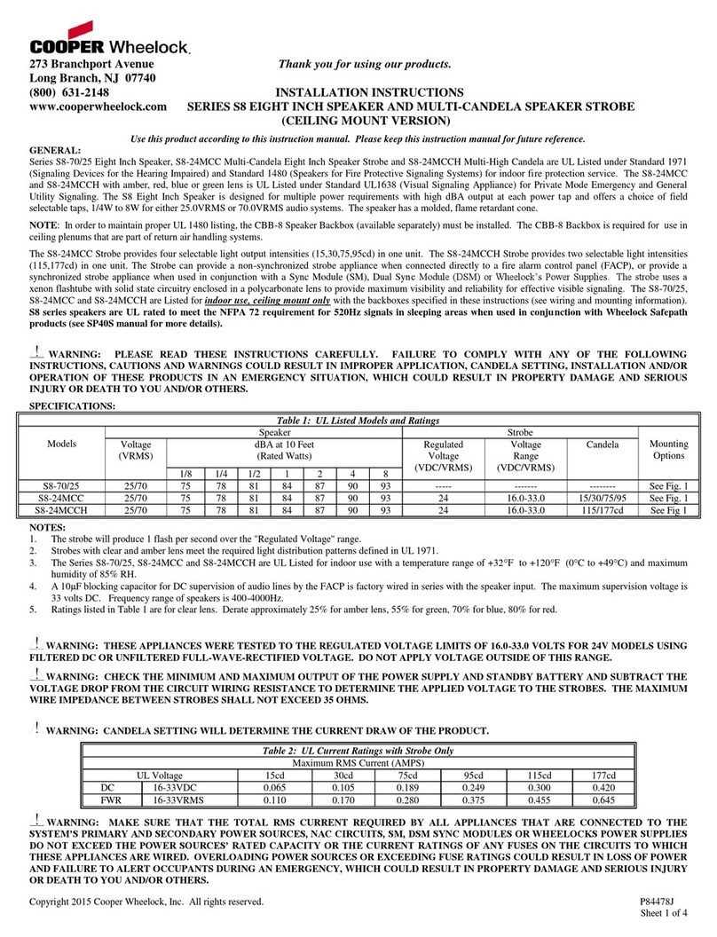 Cooper Wheelock S8 Series User manual
