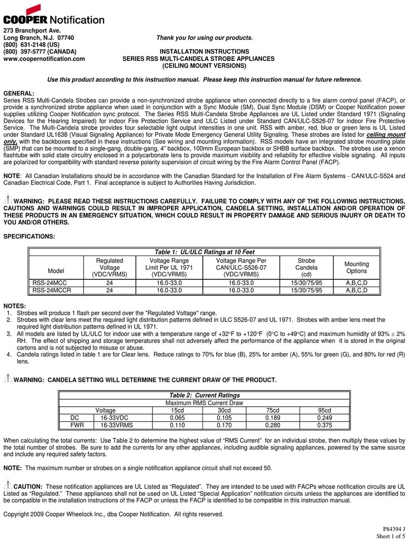 Cooper Notification RSS-24MCC installation instructions