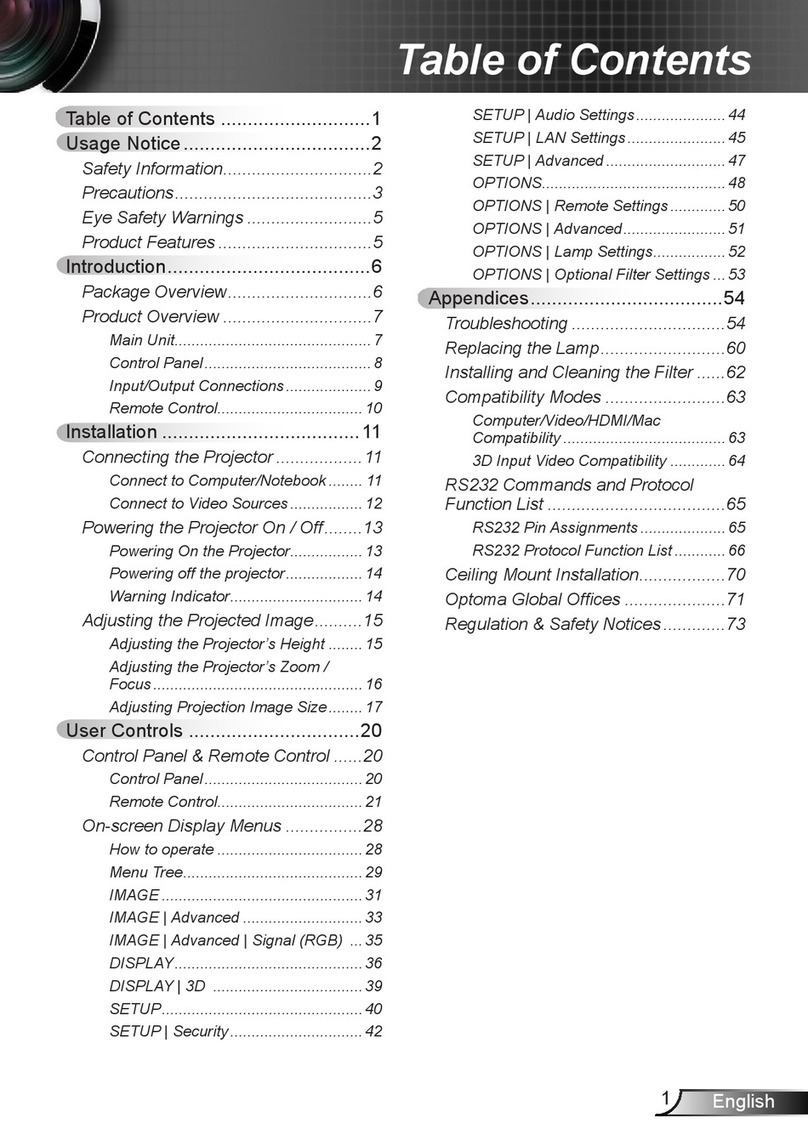 Optoma X351 manual