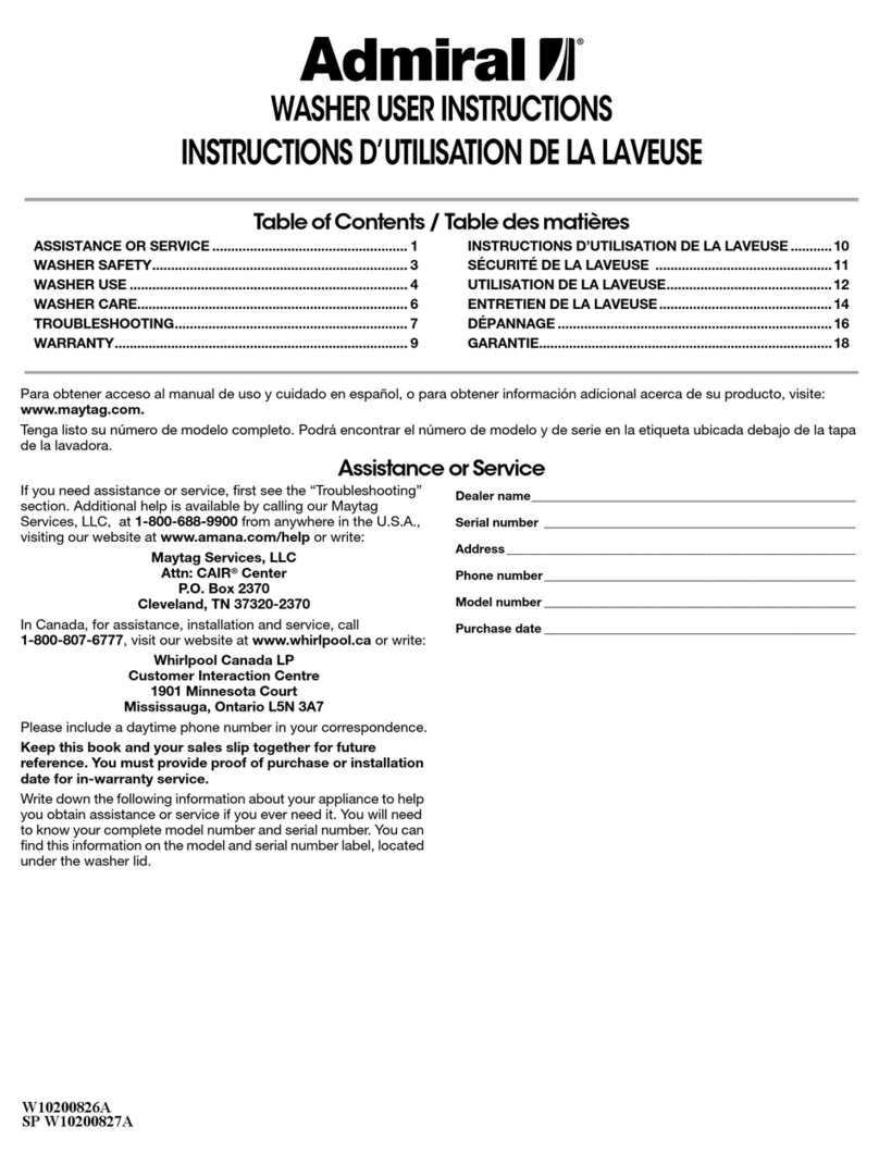 Admiral ATW4475VQ0 User instructions