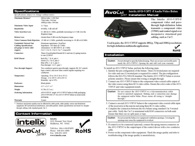Intelix AVO-V3PT-F installation manual