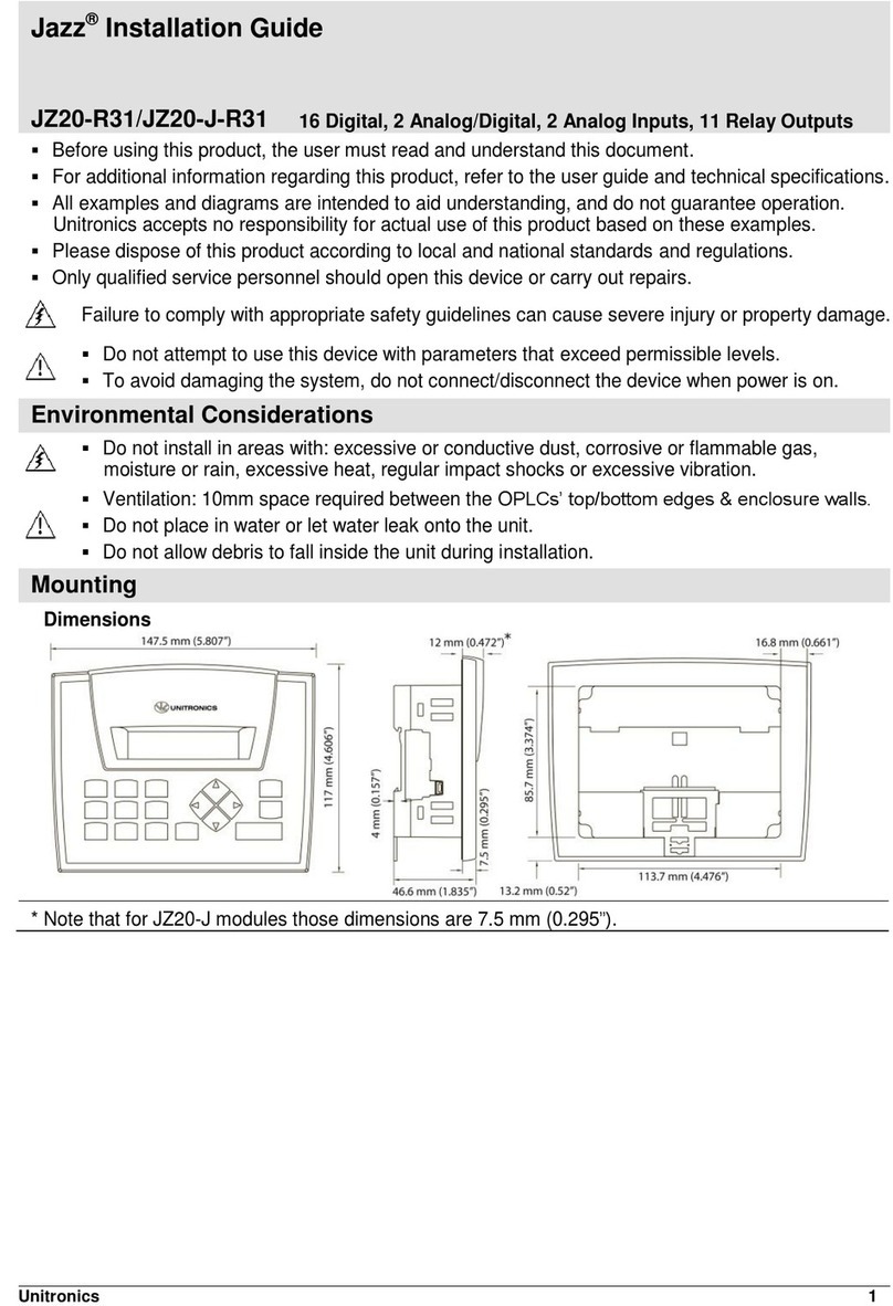 Unitronics JZ20-J-R31 installation guide Unitronics JZ20-J-R31 installation guide