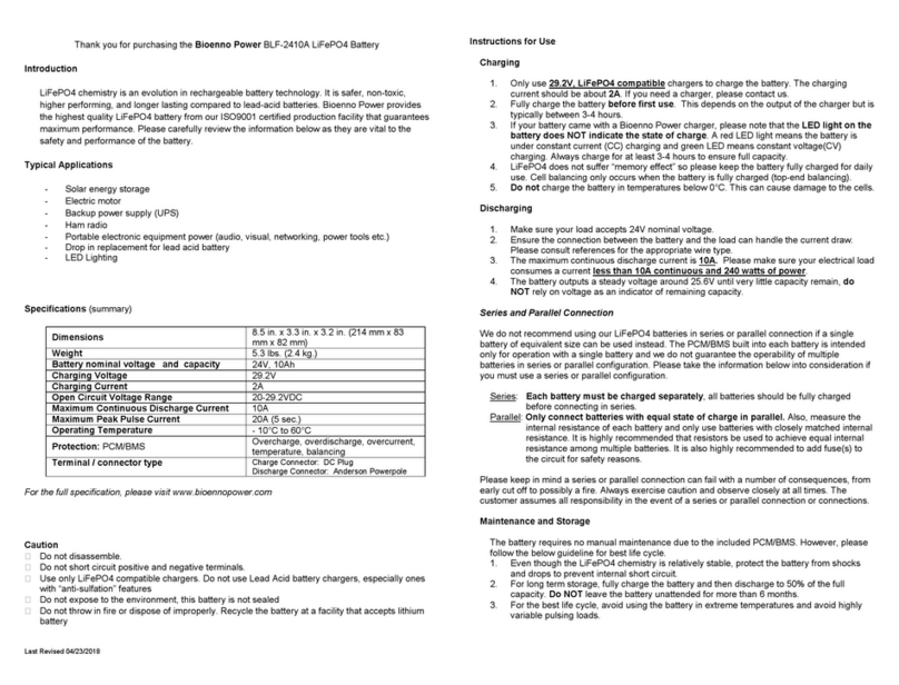 Bioenno Power BLF-2410A User manual