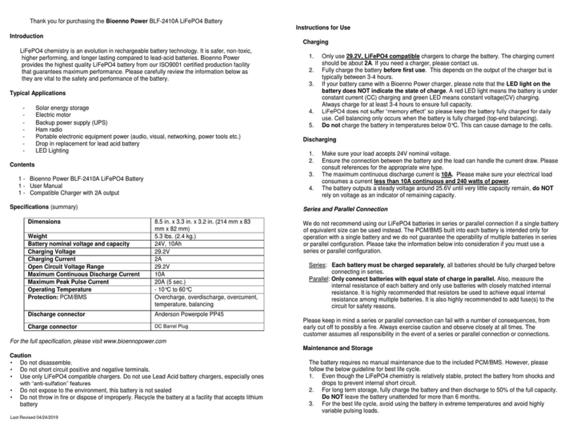 Bioenno Power BLF-2410A User manual