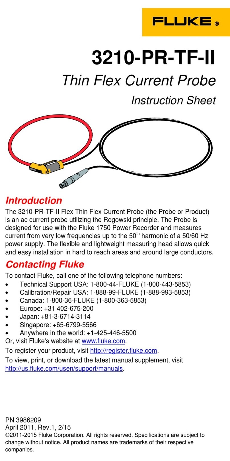 Fluke 3210-PR-TF-II User manual