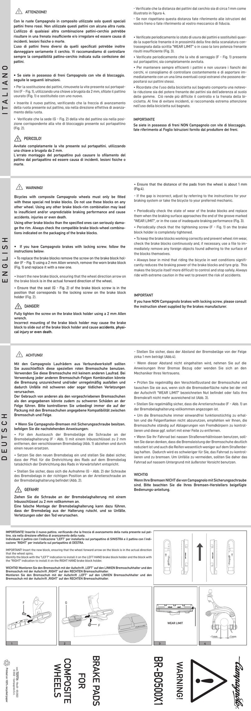 CAMPAGNOLO BR-B0500X1 User manual