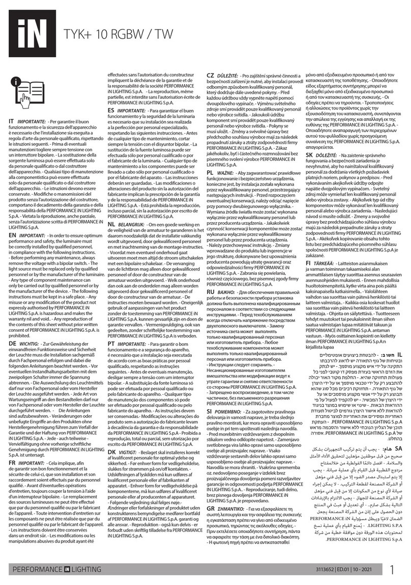 Performance In Lighting TYK+ 10 RGBW User manual