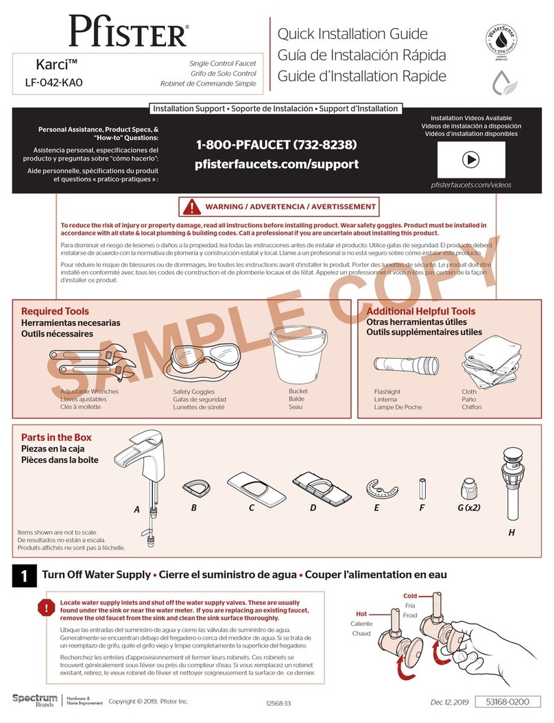 Spectrum Brands Pfister Karci LF-042-KA0 Quick installation guide Spectrum Brands Pfister Karci LF-042-KA0 Quick installation guide