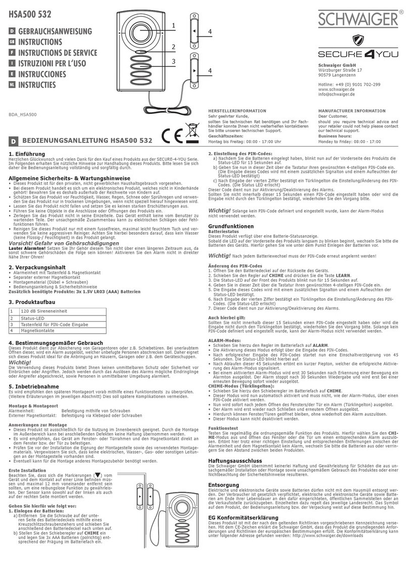 Schwaiger Secure-4-You HSA500 instructions